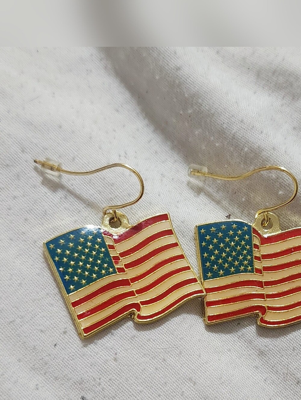 Vintage Klein International Patriotic Flag Dangle Earrings